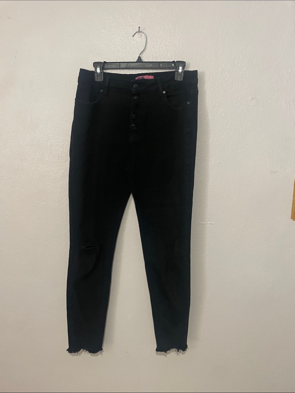 High-Rise Black Women’s Jeans with Button Fly